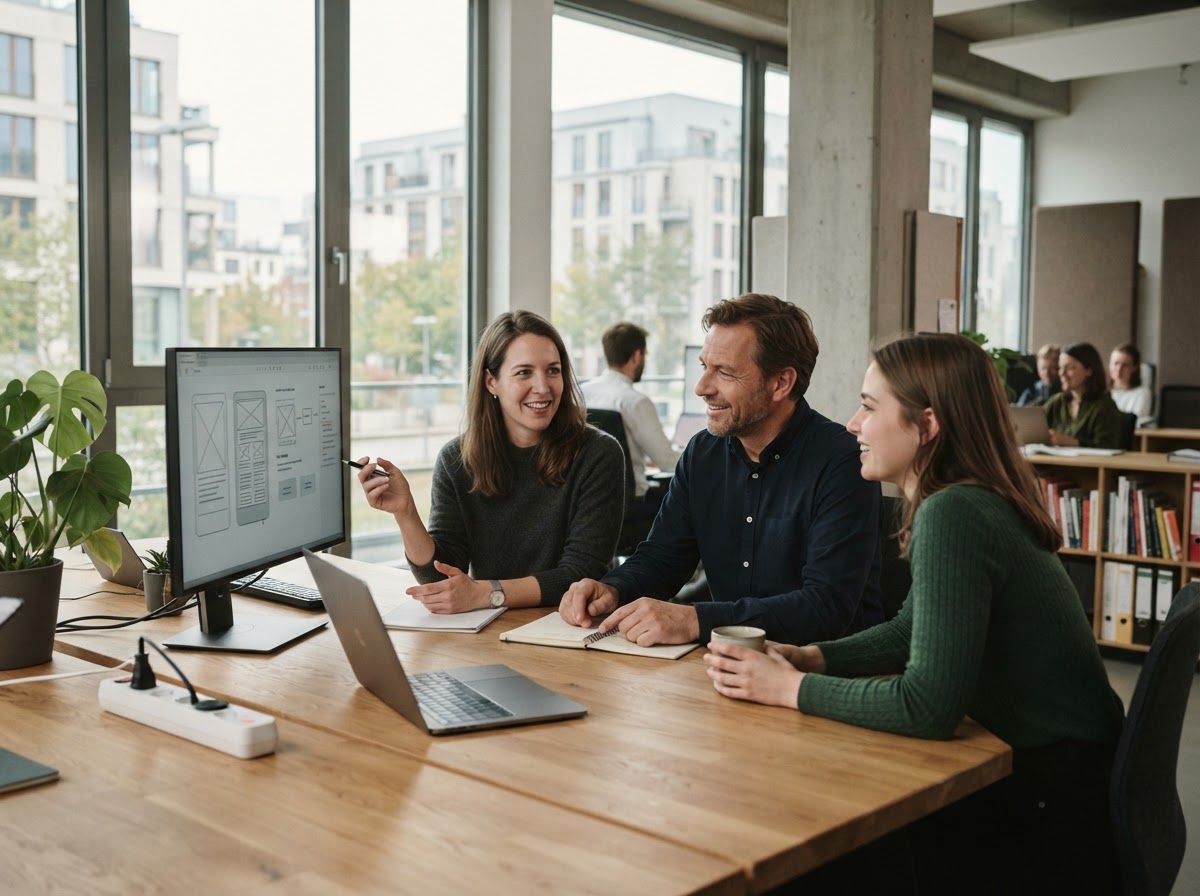 Slide Avita Pip analysts reviewing historical model performance on a workstation